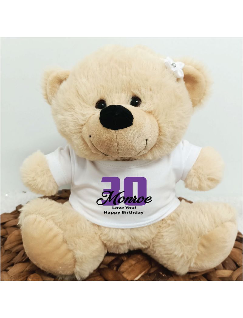 30th Teddy Bear Cream Personalised Plush