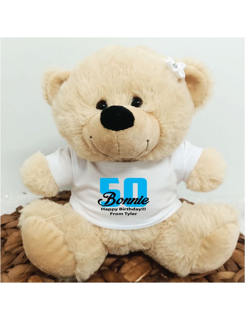 50th Teddy Bear Cream Personalised Plush