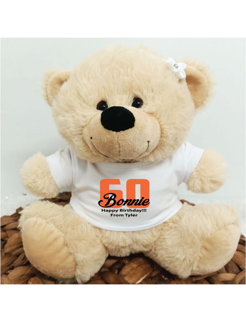 60th Teddy Bear Cream Personalised Plush