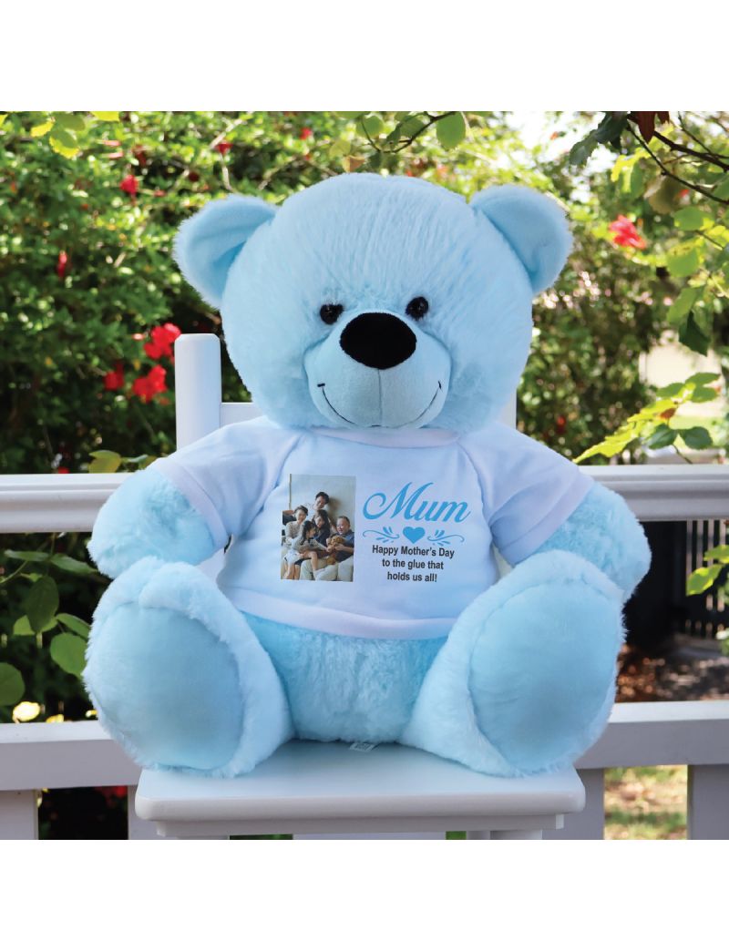 Mum Photo TShirt Bear Baby Blue Plush 40cm