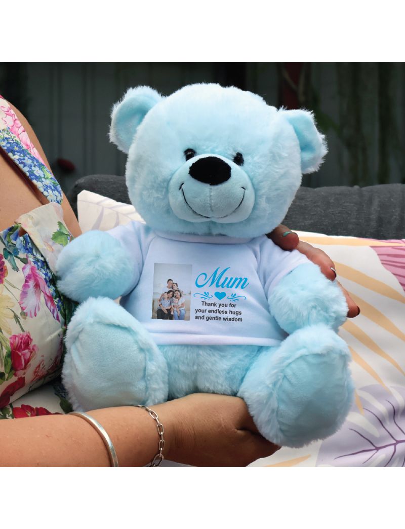 Mum Photo Bear Light Blue 30cm