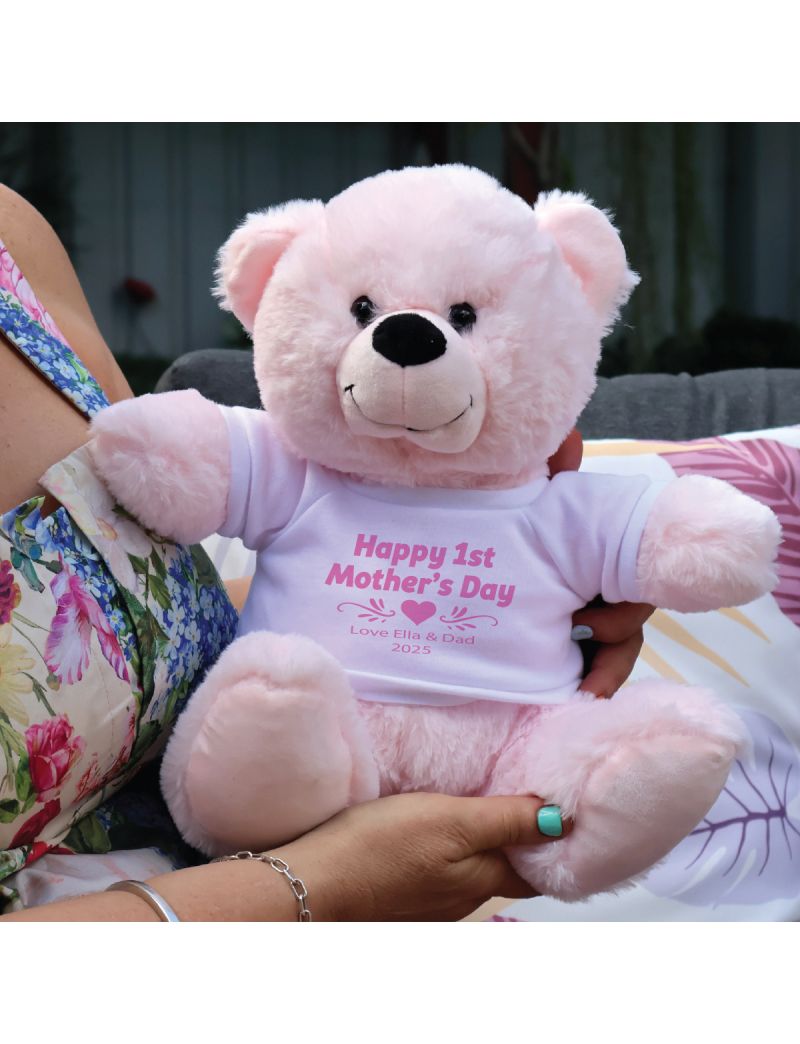 1st Mothers Day Bear 30cm Plush Baby Pink