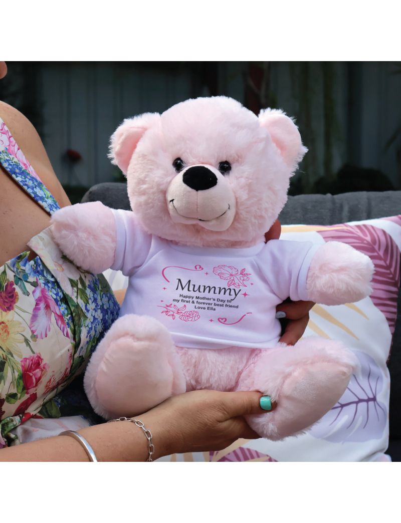 Personalised Mum Bear 30cm Light Pink Plush