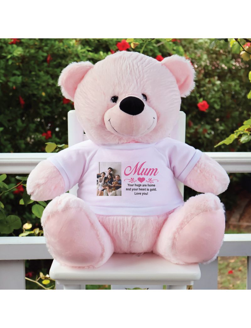 Mum Photo TShirt Bear Baby Pink Plush 40cm