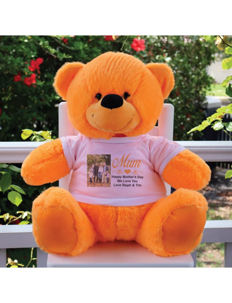 Mum Photo TShirt Bear Orange Plush 40cm