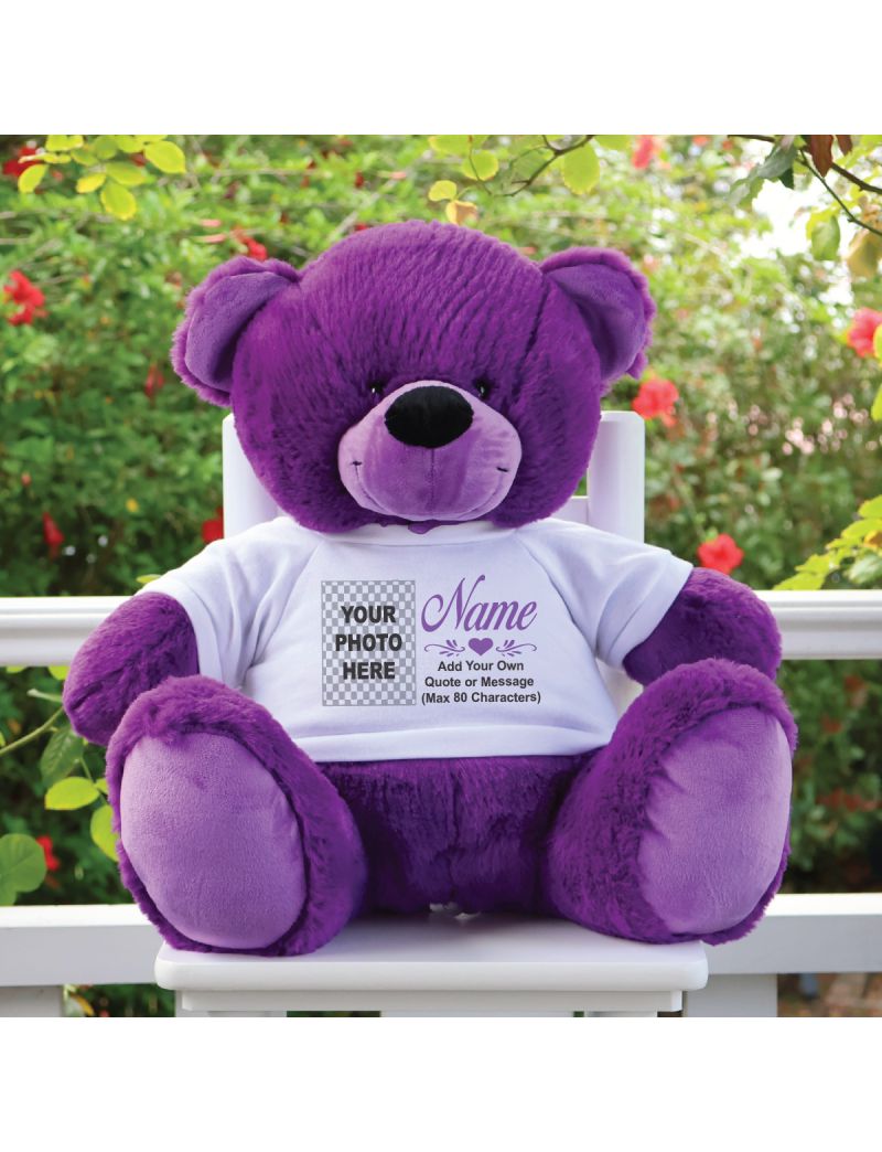 Mum Photo TShirt Bear Purple Plush 40cm