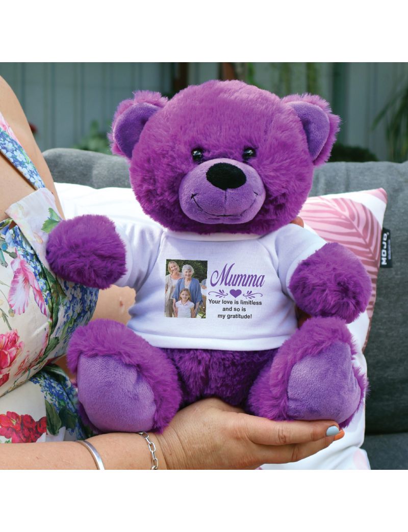 Mum Photo Bear Plush Purple 30cm