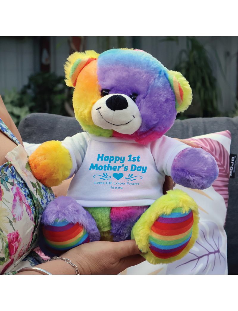 1st Mothers Day Bear 30cm Plush Rainbow