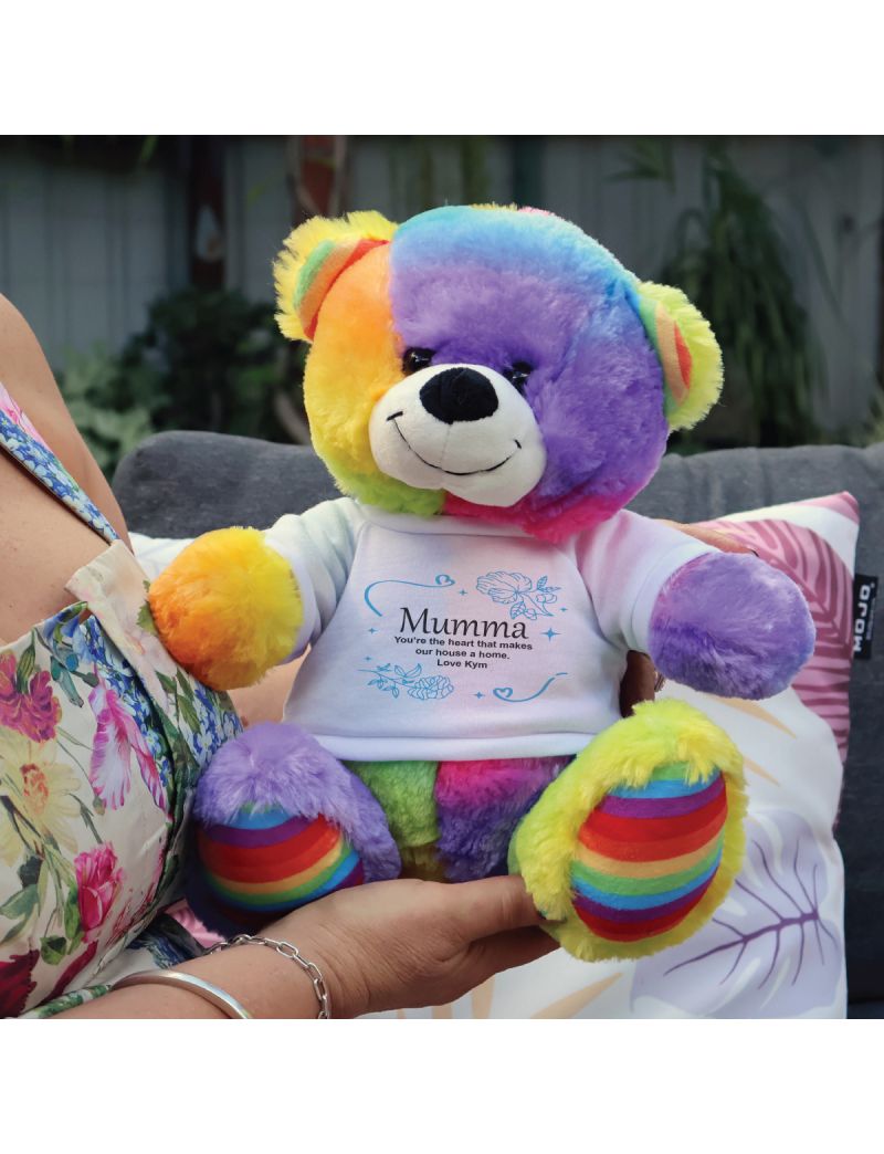 Personalised Mum Bear 30cm Rainbow Plush