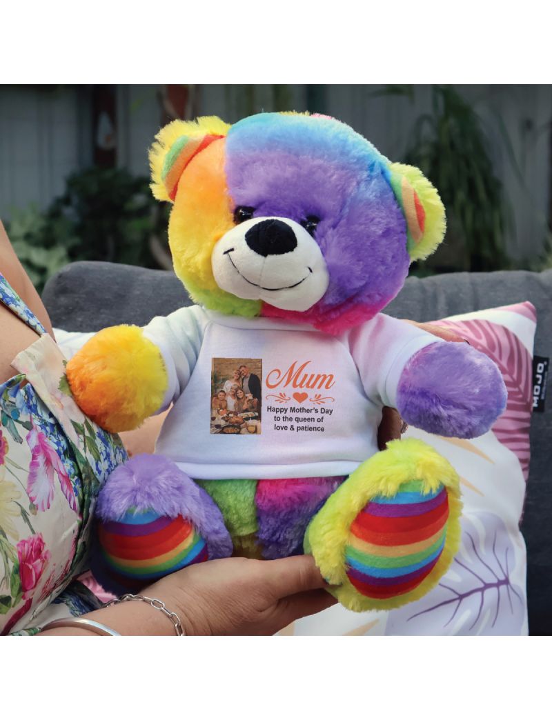 Mum Photo Bear Rainbow 30cm