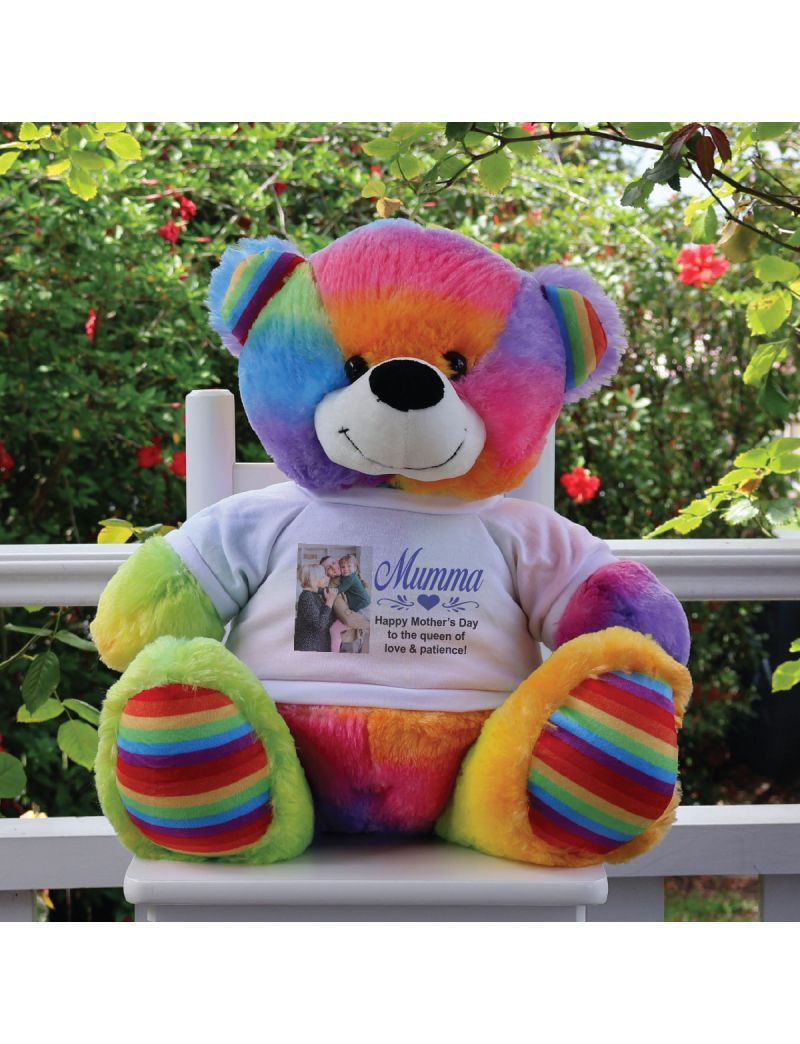 Mum Photo TShirt Bear Rainbow Plush 40cm