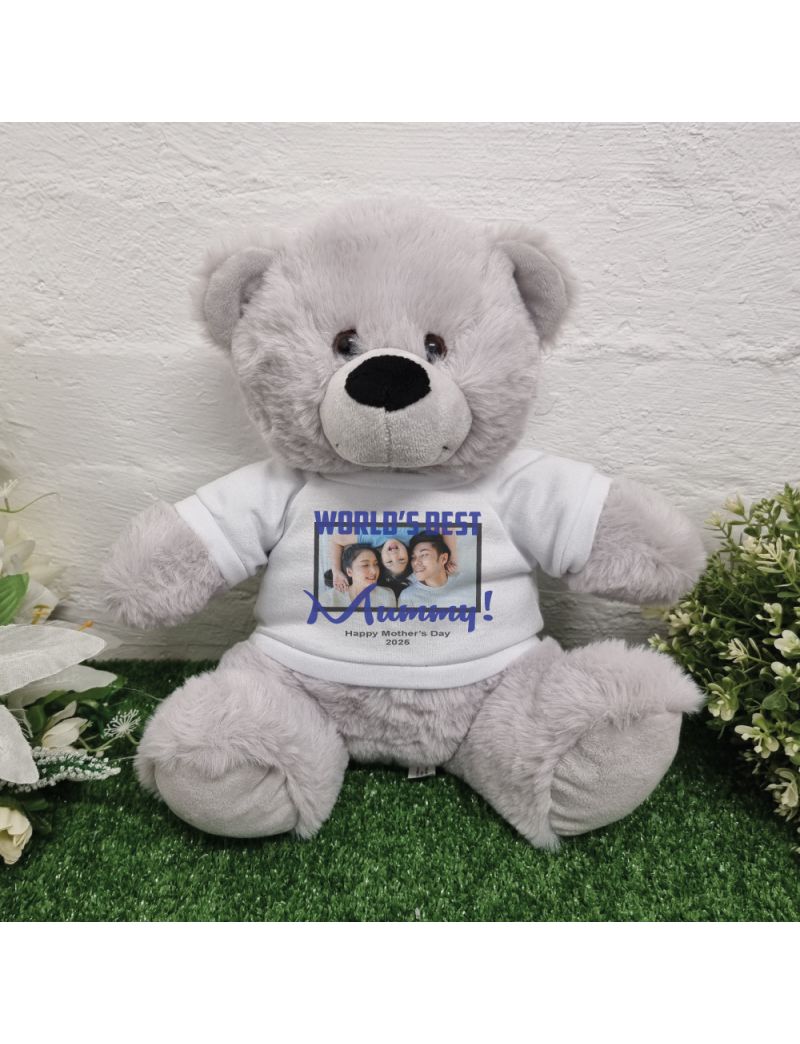 Worlds Best Grandma Photo Bear Grey 30cm