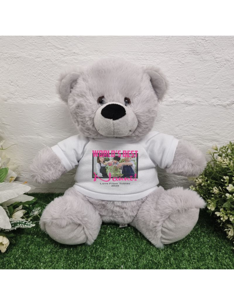 Worlds Best Nan Photo Bear Grey 30cm