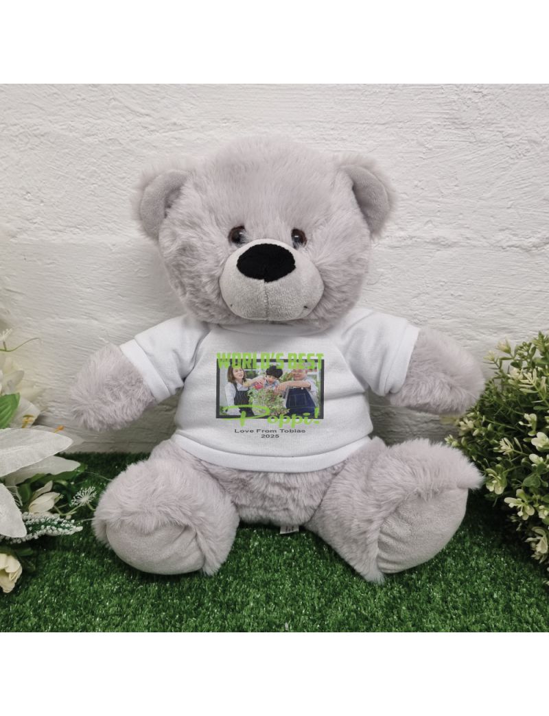 Worlds Best Poppy Photo Bear Grey 30cm
