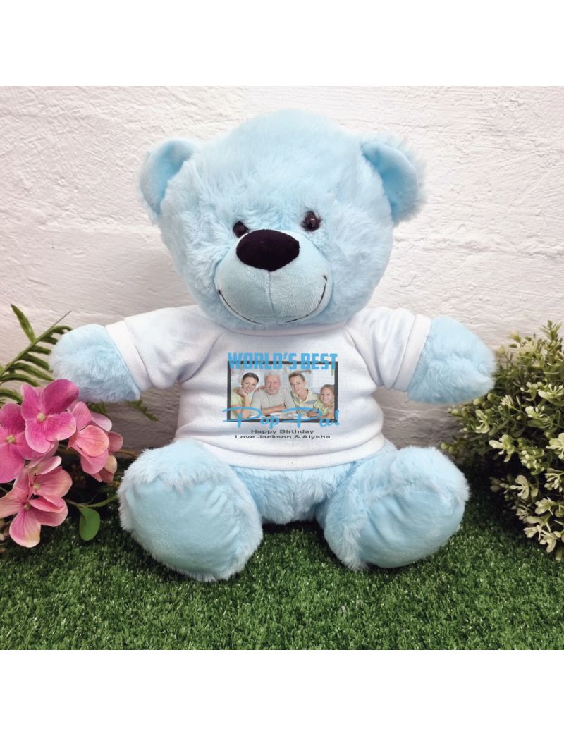 Worlds Best Poppy Photo Bear Light Blue 30cm
