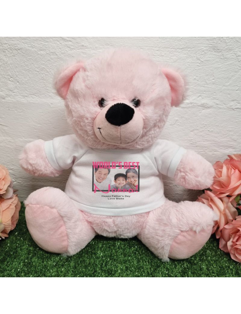 Worlds Best Nana Photo Bear Light Pink 30cm