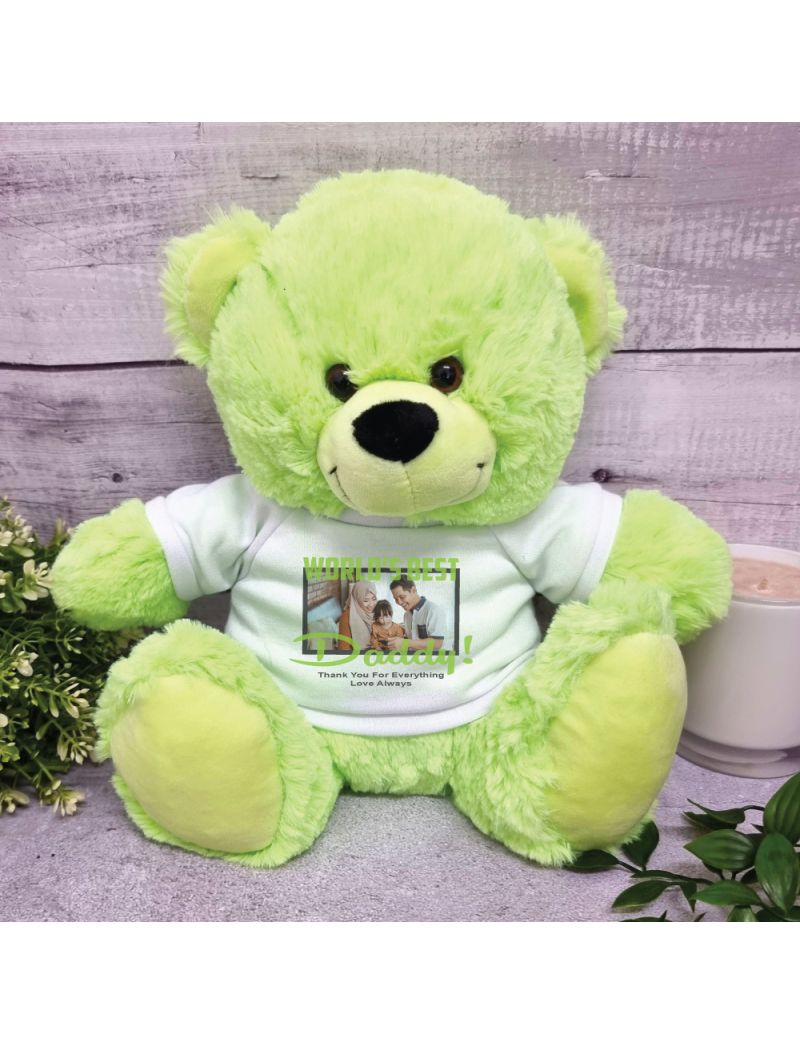 Worlds Best Dad Photo Bear Lime 30cm