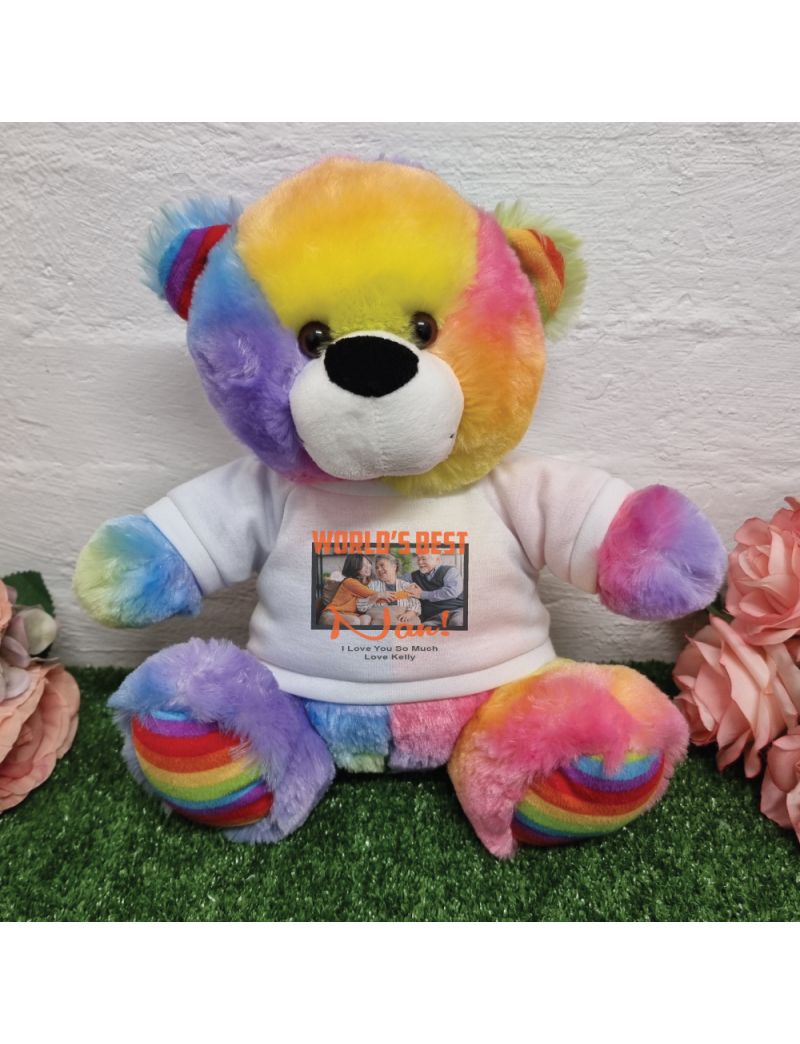 Worlds Best Nan Photo Bear Rainbow 30cm