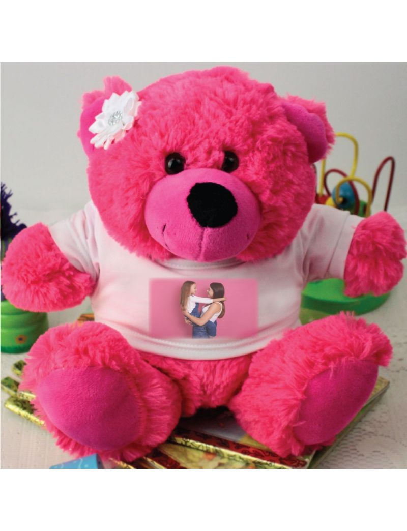 Personalised Photo T-Shirt Teddy Bear- Hot Pink
