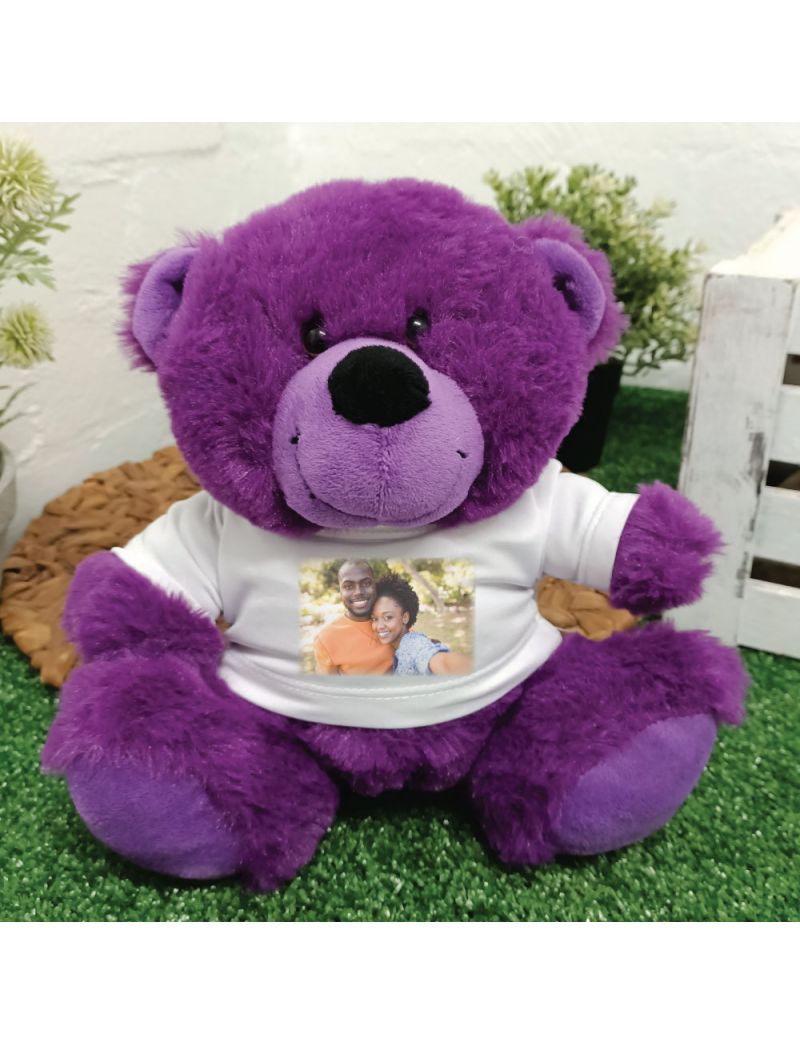 Personalised Photo T-Shirt Teddy Bear - Purple
