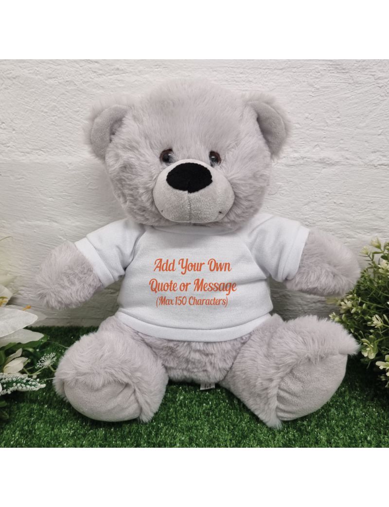 Custom Text Message Bear Grey 30cm