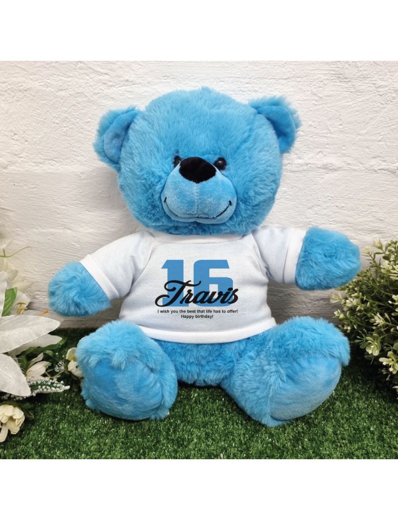 16th Birthday Bear Bright Blue Plush 30cm