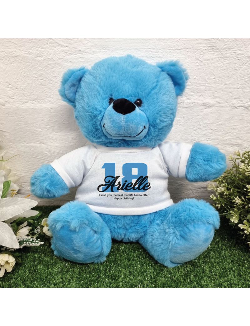 18th Birthday Bear Bright Blue Plush 30cm