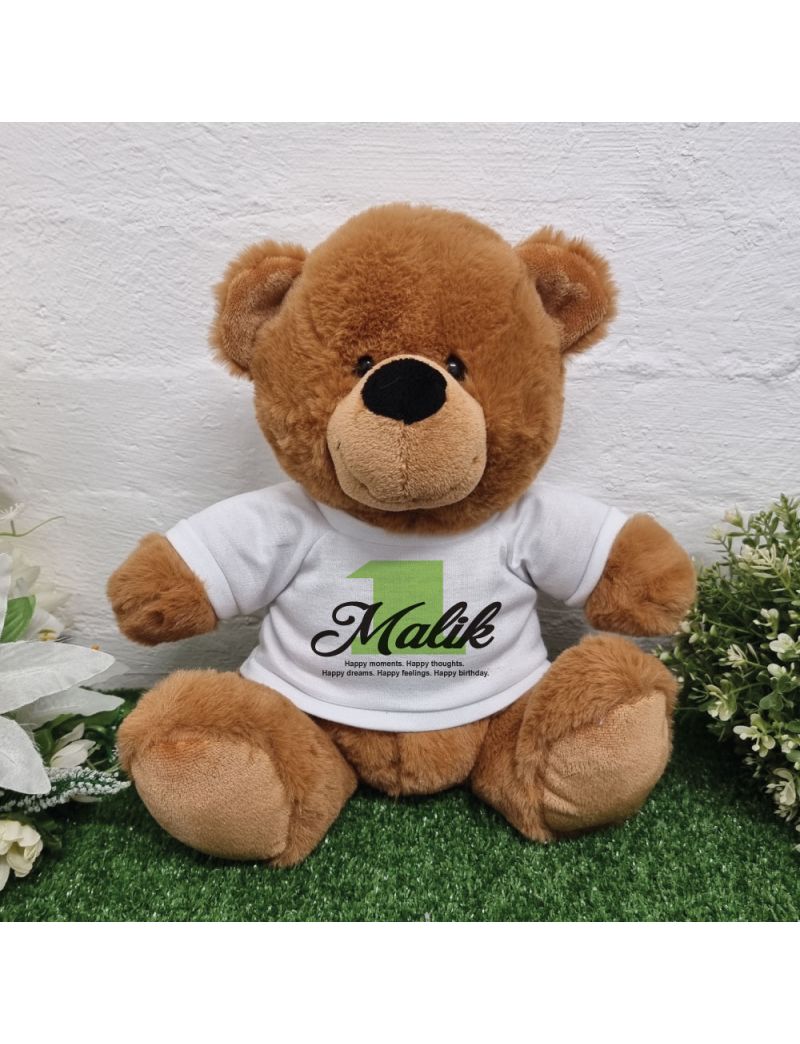 Personalised 1st Birthday Bear Brown Plush 30cm