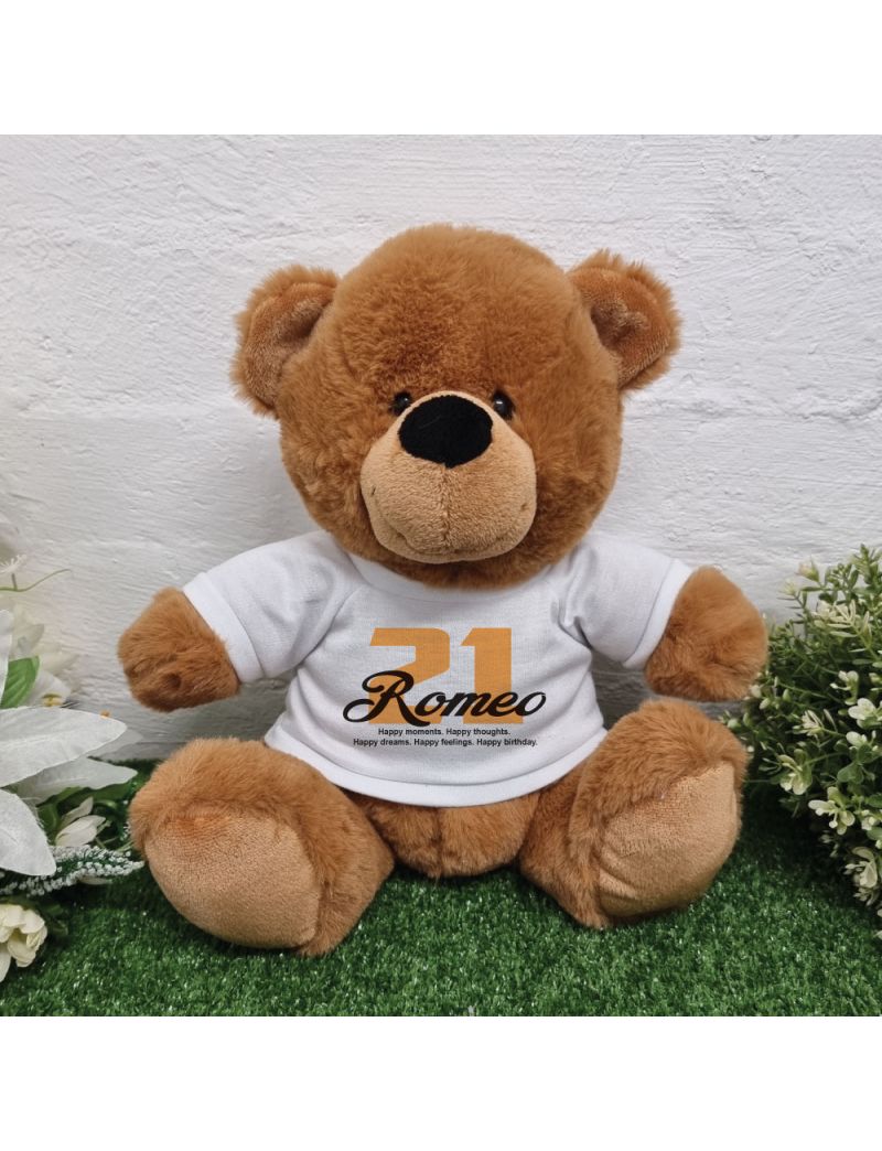 Personalised 21st Birthday Bear Brown Plush 30cm