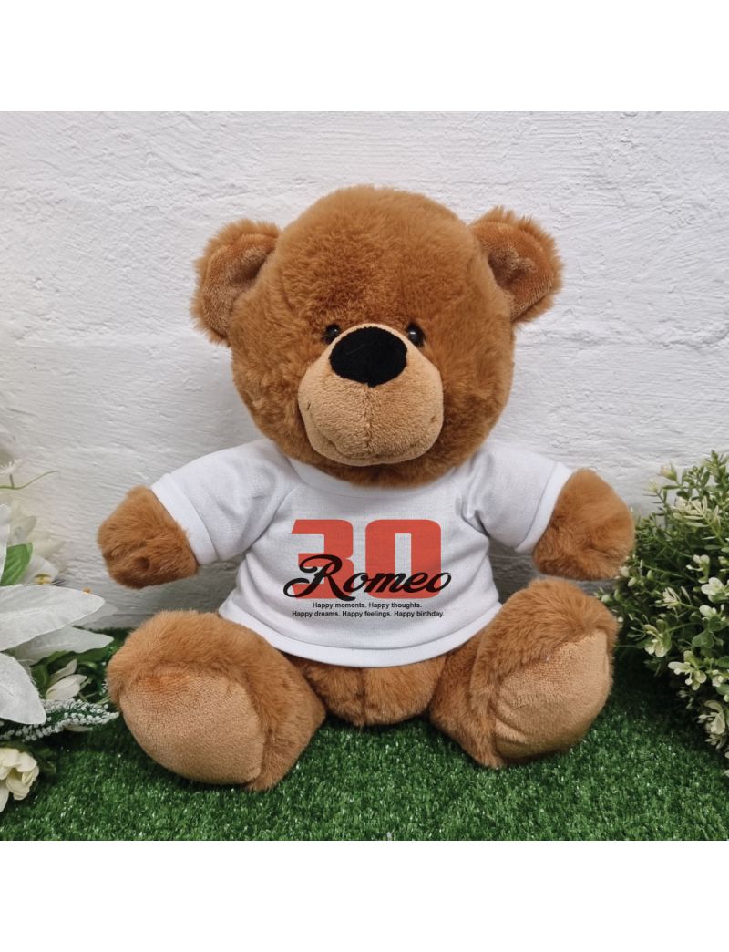 Personalised 30th Birthday Bear Brown Plush 30cm