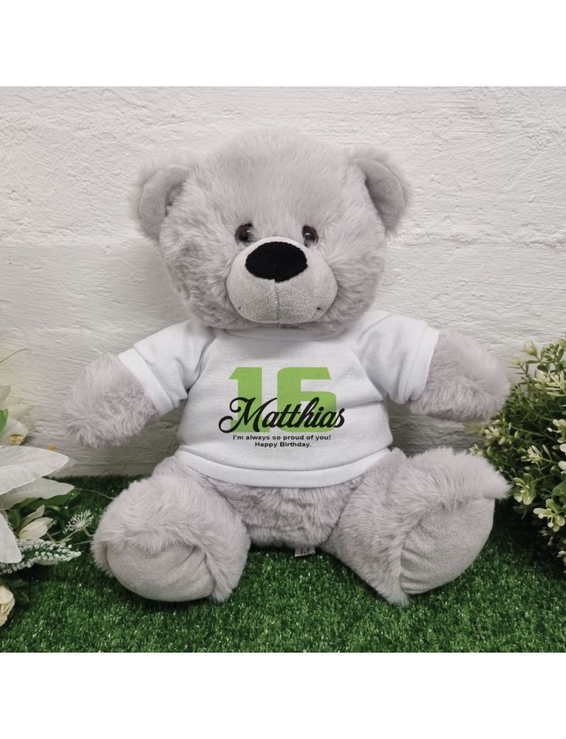 16th Birthday Bear Grey Plush 30cm