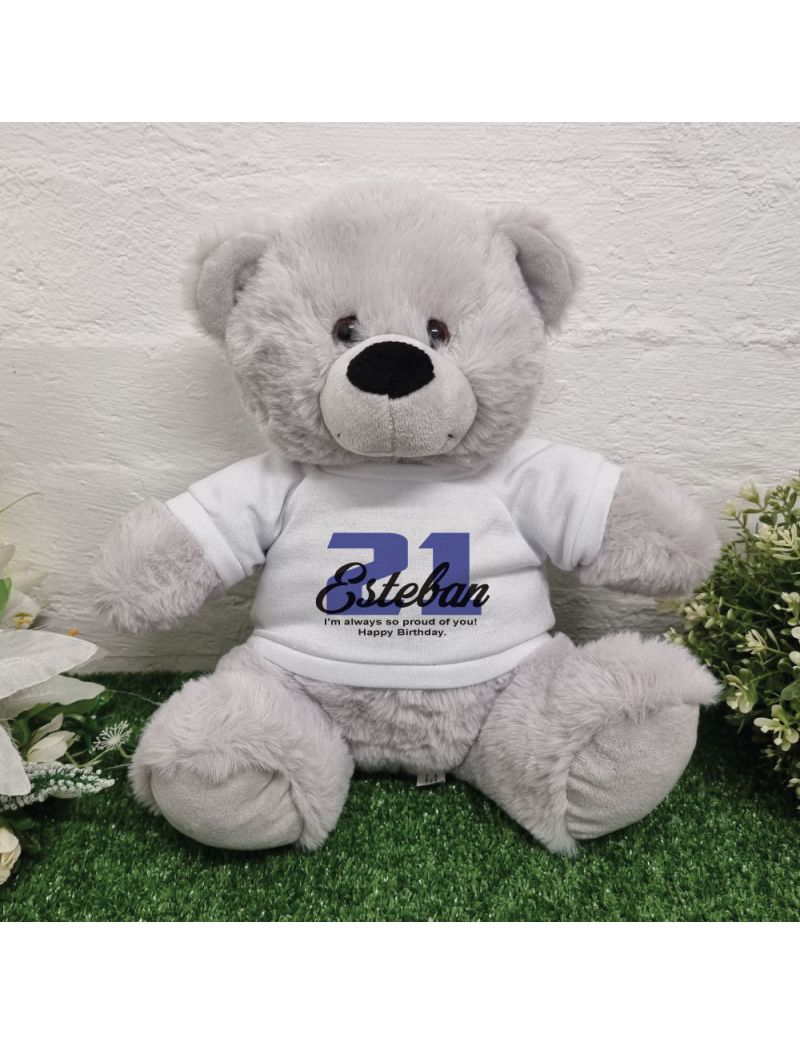 21st Birthday Bear Grey Plush 30cm