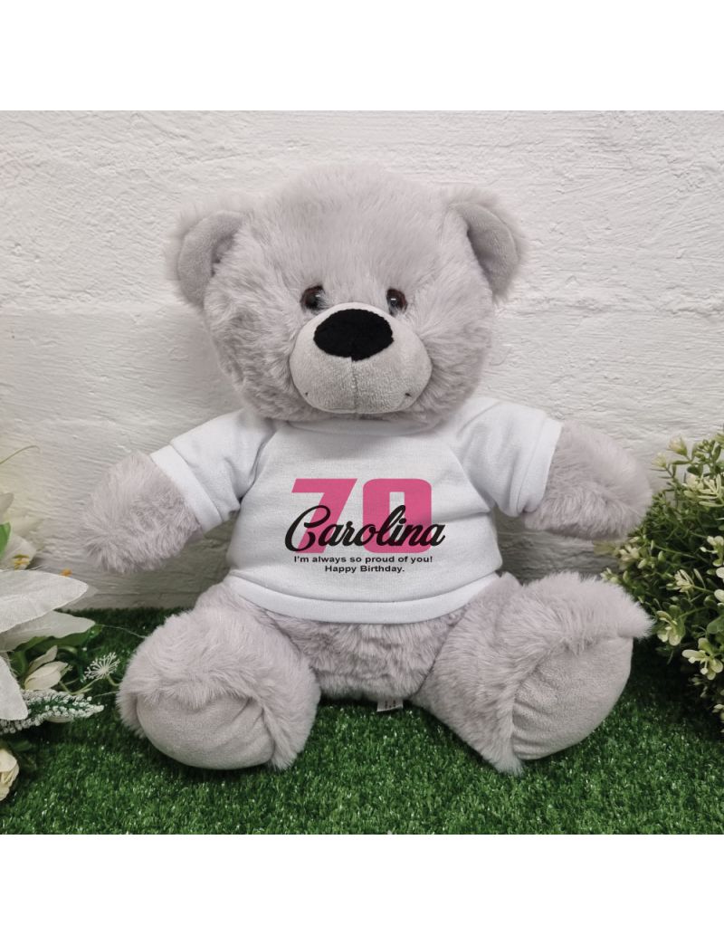 70th Birthday Bear Grey Plush 30cm
