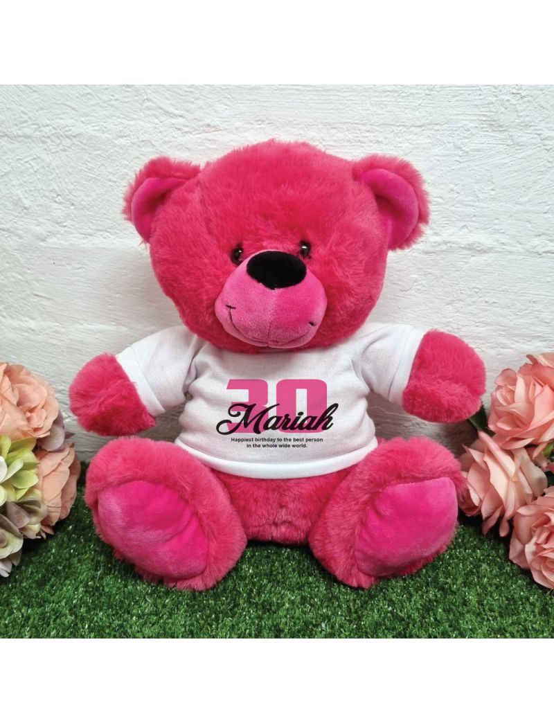 30th Birthday Bear Hot Pink Plush 30cm