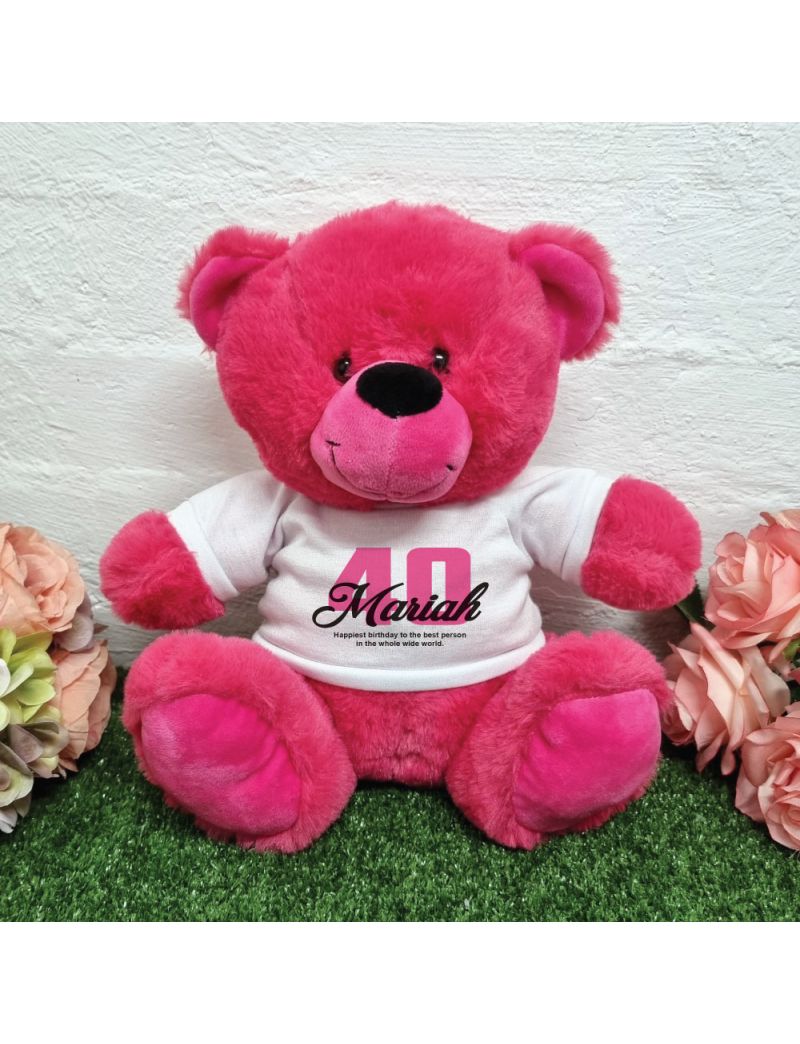 40th Birthday Bear Hot Pink Plush 30cm