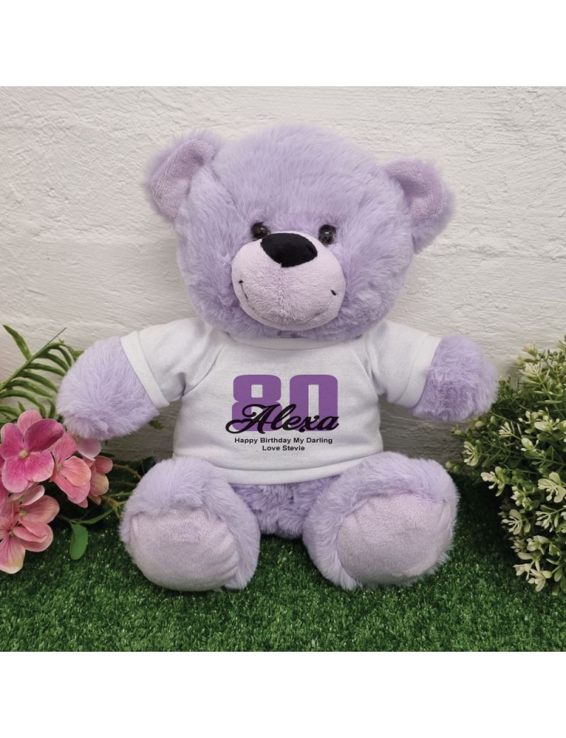 80th Birthday Bear Lavender Plush 30cm