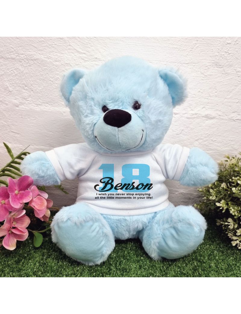 18th Birthday Bear Light Blue Plush 30cm