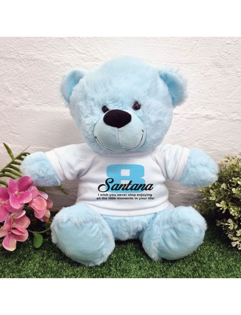 Personalised Birthday Bear Light Blue Plush 30cm