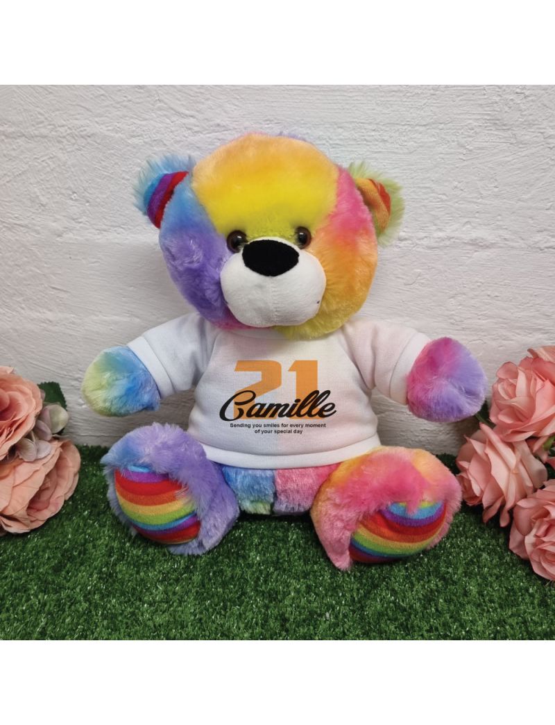 21st Birthday Bear Rainbow Plush 30cm