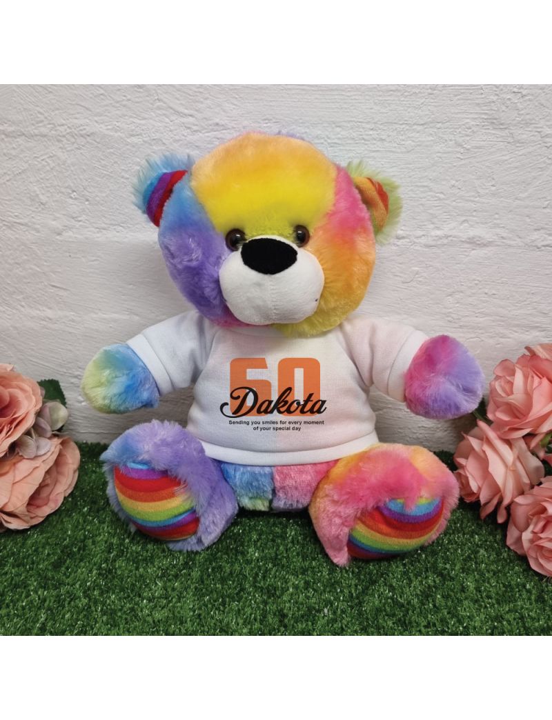 60th Birthday Bear Rainbow Plush 30cm