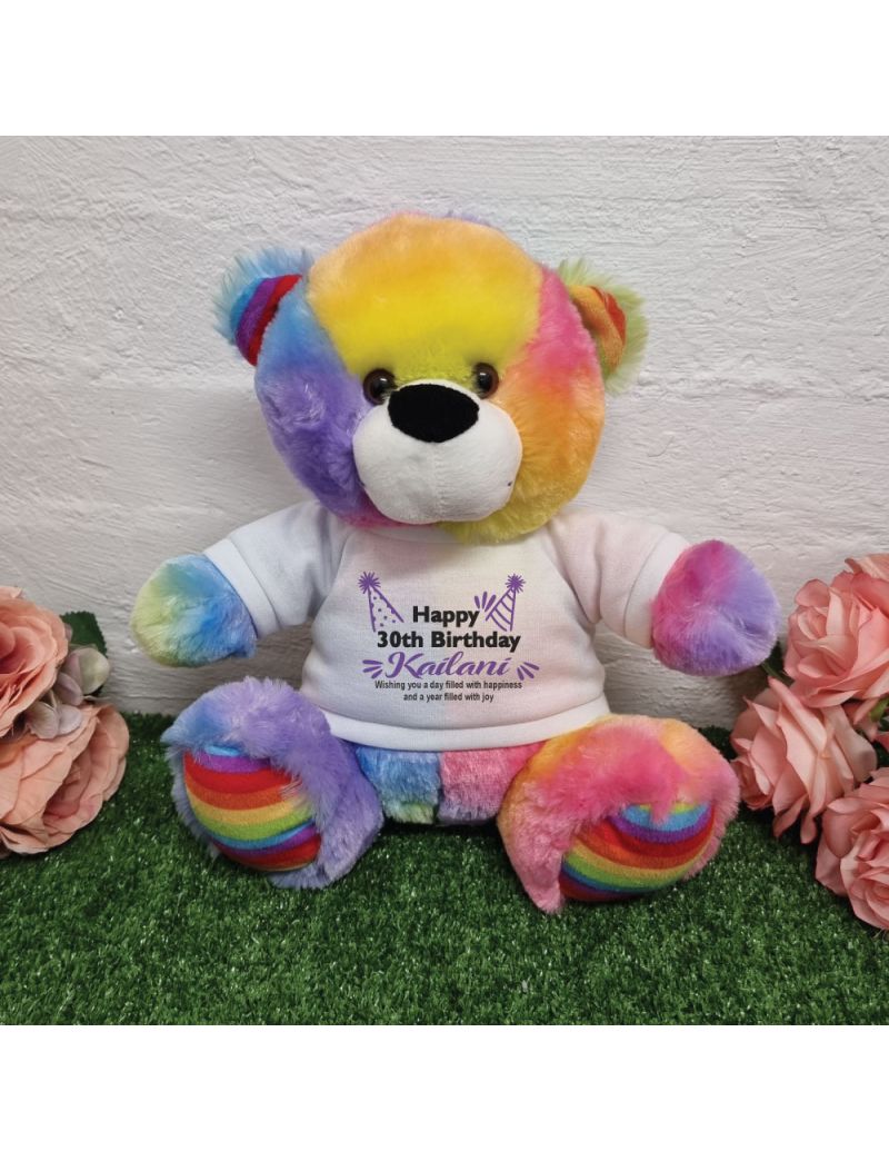 30th Birthday party Bear Rainbow Plush 30cm
