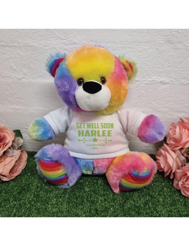Get Well Soon Bear Rainbow 30cm