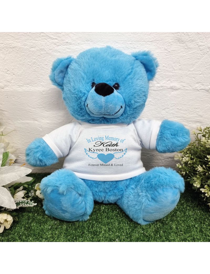 Memorial Remembrance Teddy Bear Bright Blue 30cm