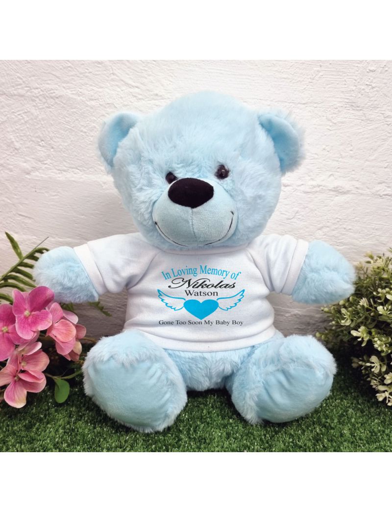Memorial Remembrance Teddy Bear Light Blue 30cm