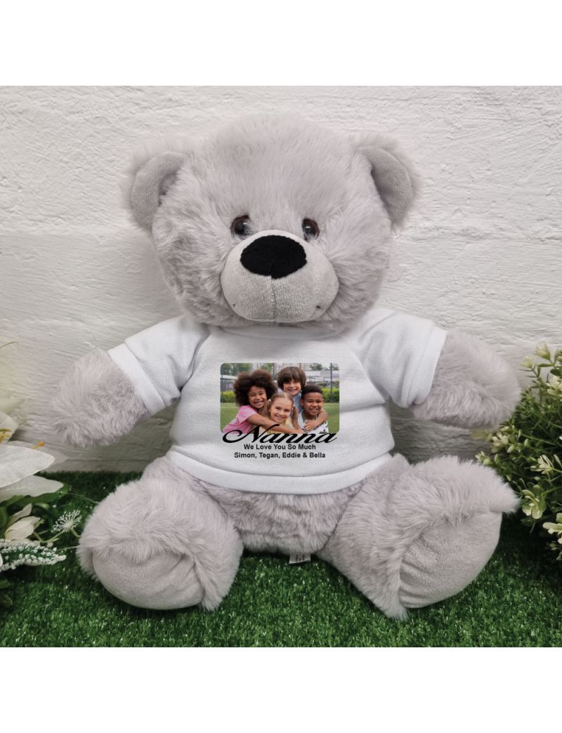 Personalised Photo Bear Grey 30cm