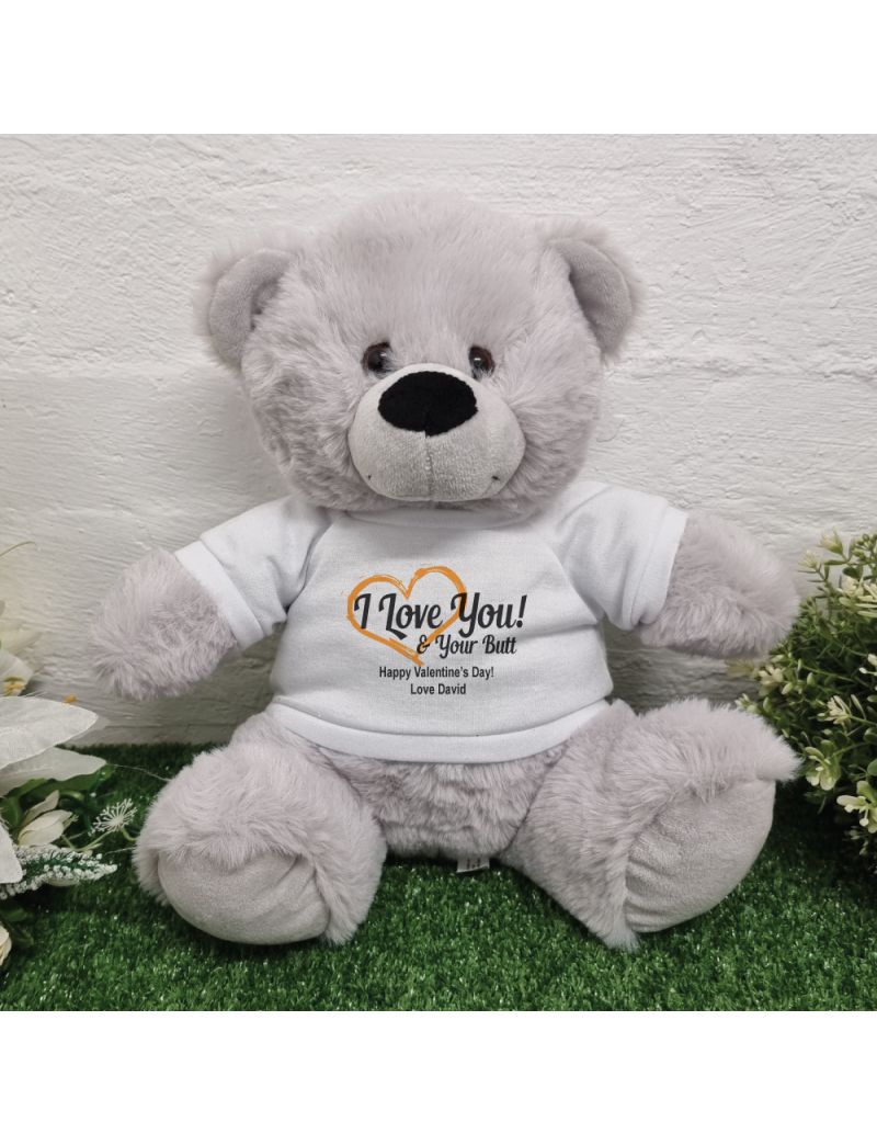 Valentines Day Bear Love Your Naughty Bits - 30cm Grey