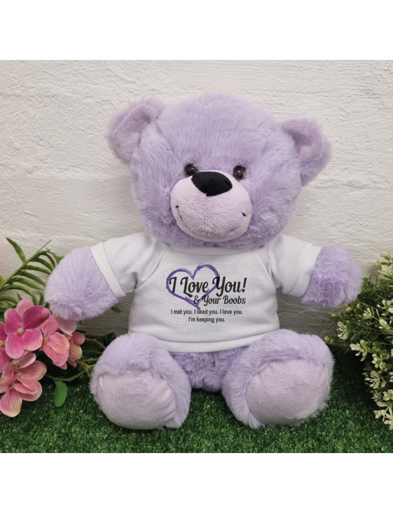 Valentines Day Bear Love Your Naughty Bits - 30cm Lavender