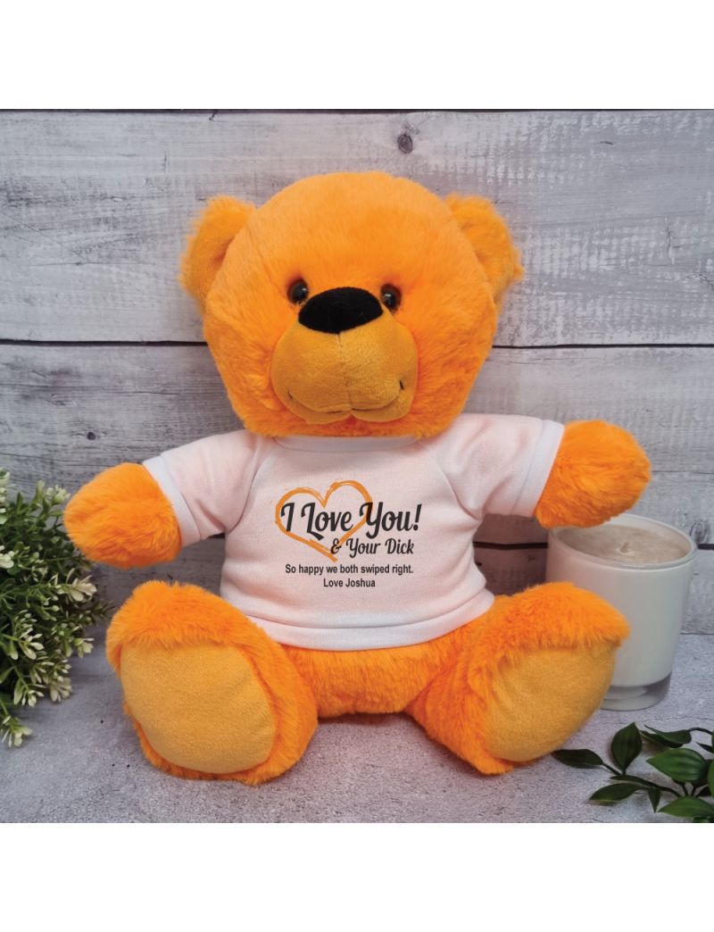 Valentines Day Bear Love Your Naughty Bits - 30cm Orange