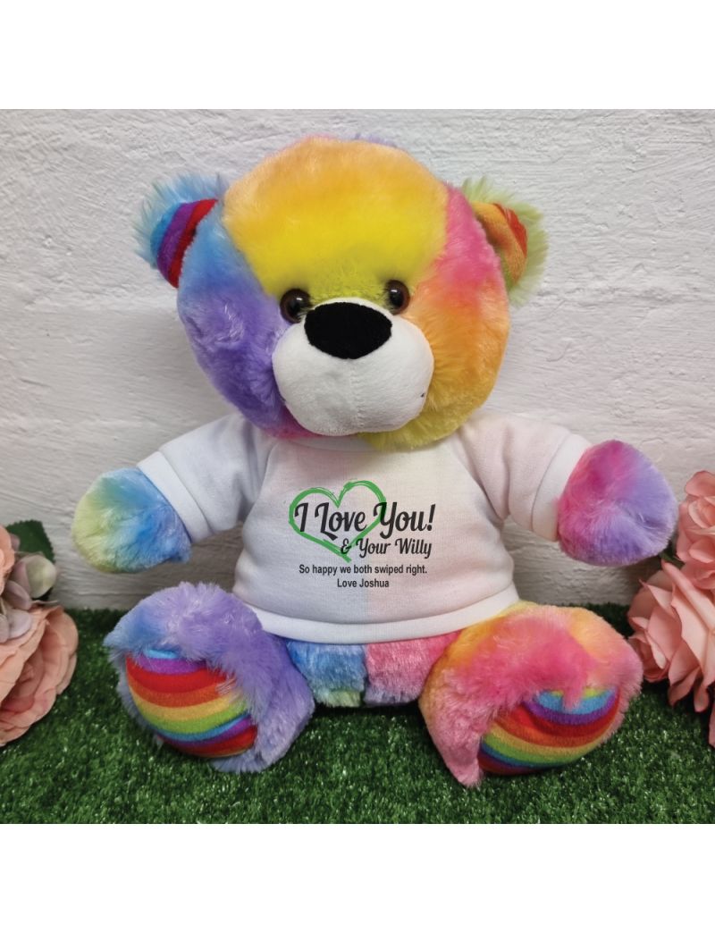 Valentines Day Bear Love Your Naughty Bits - 30cm Rainbow