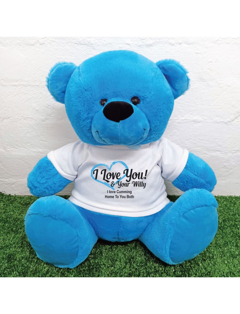 Valentines Day Bear Love Your Naughty Bits - 40cm Blue